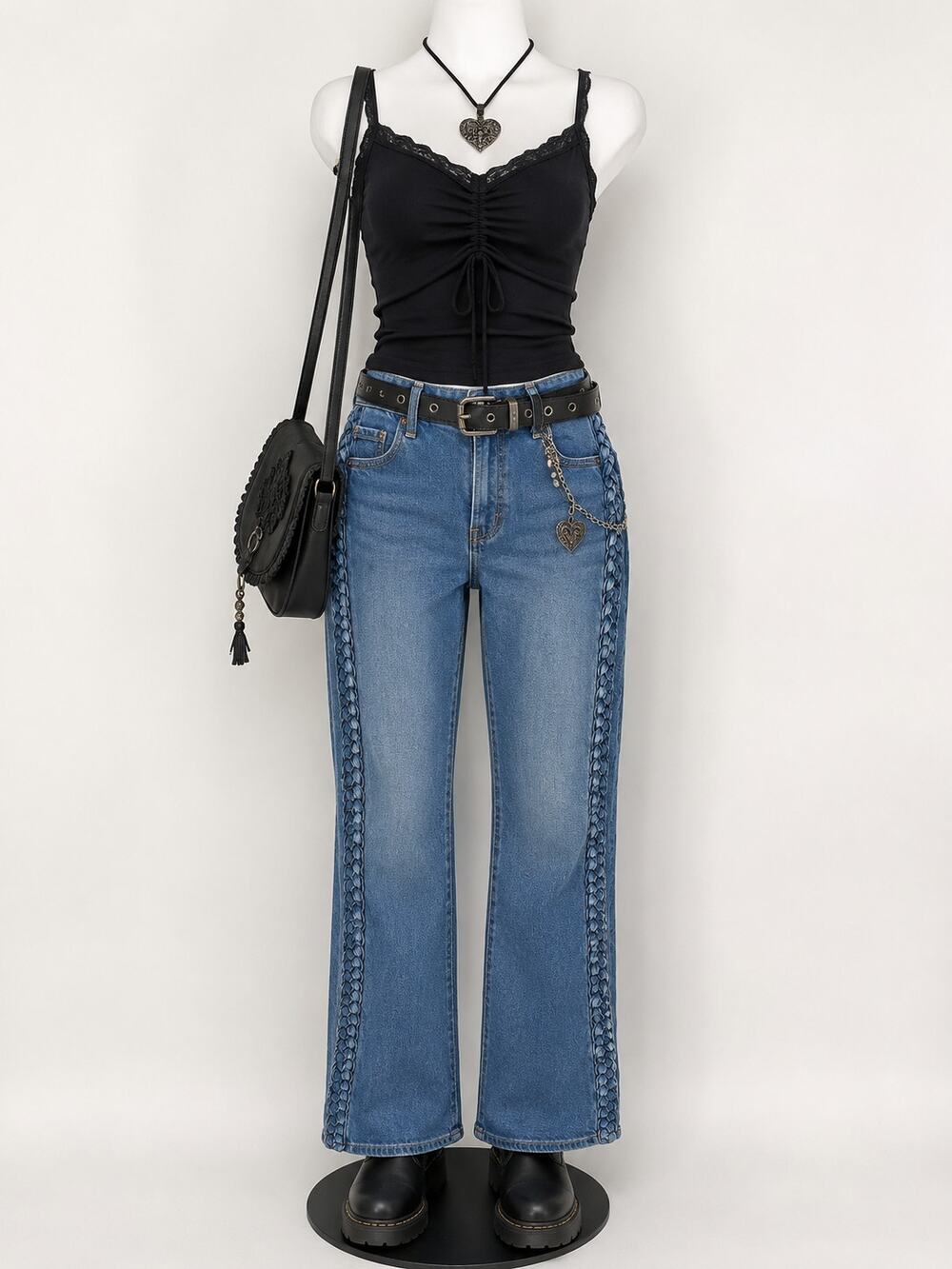 Extra High Rise Sky Hi Wide Leg Braided Boho Western Jeans Old Navy Size 10